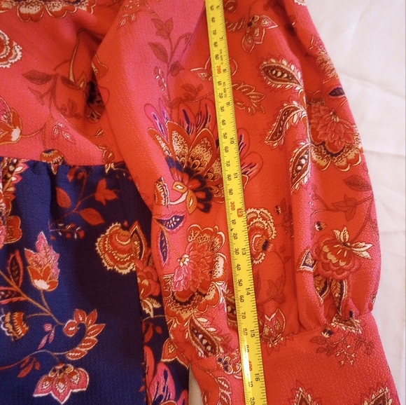 Vince Camuto Women Dress V-Neck Mixed Florals Lined Long Sleeves Gold Buttons 2 - Picture 9 of 17